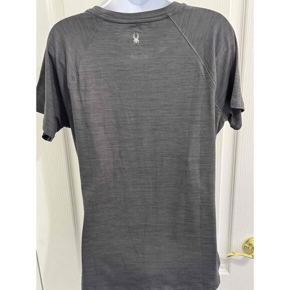 Spyder Black Zipper Pocket Short Sleeve Crew Neck Stretchy Athletic TShirt Large - Picture 7 of 9
